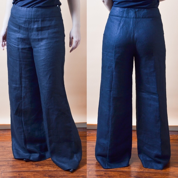 Oscar de la Renta Pants - Oscar by Oscar De La Renta Linen Black Wide Pants
